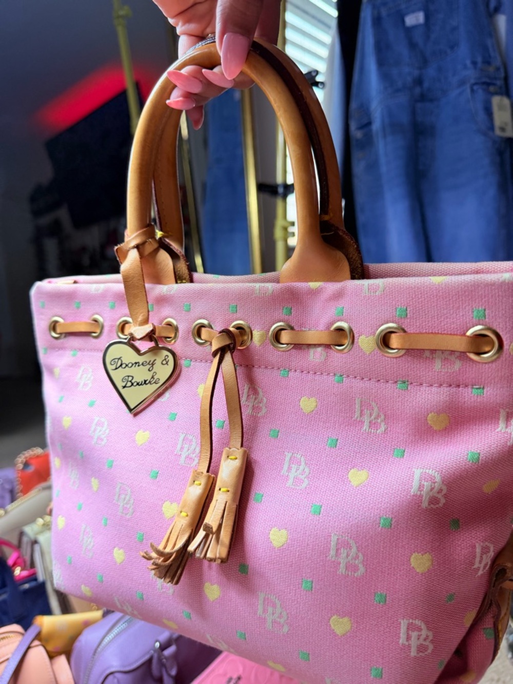 Dooney & Bourke Pink Satchel with Tan Details - Picture 8 of 16